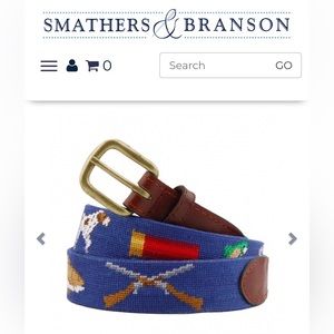Smathers and Branson Southern Sportsman Needlepoint and Leather Belt Size 42